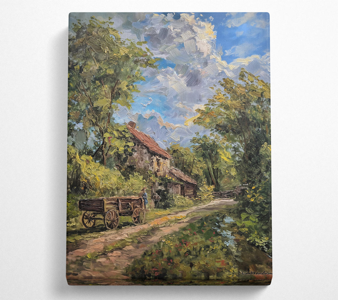  A Canvas Print of Blue Sky Country Lane Canvas Print