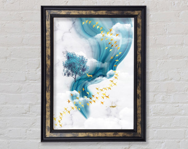 Gold Birds Framed Print