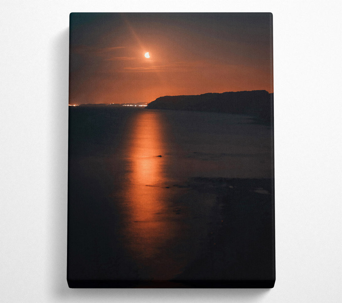  A Canvas Print of Orange Moon Reflection Canvas Wall Art