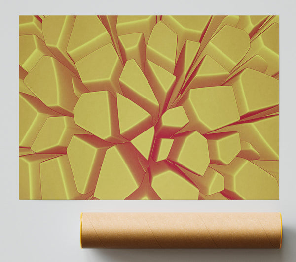 Golden Geometric Bloom Print