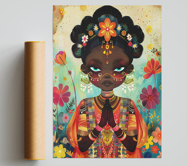 Orange Flower Prayer Poster