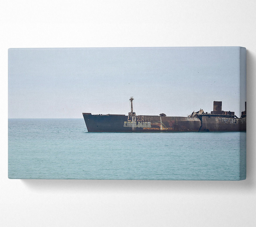  A Canvas Print of Blue Rusting Shipwreck Canvas Print