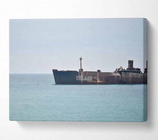  A Canvas Print of Blue Rusting Shipwreck Canvas Print