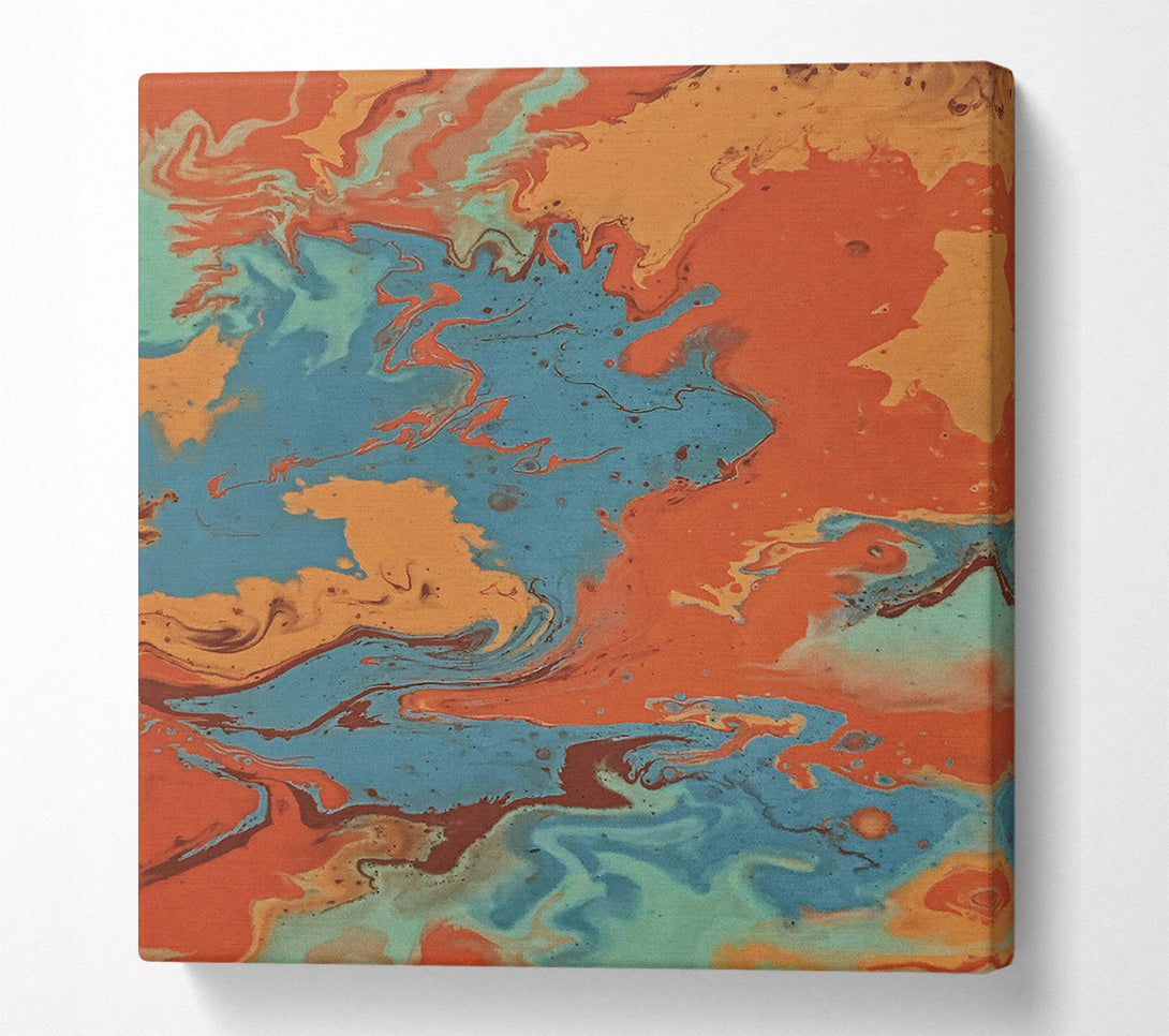  A Canvas Print of Teal And Rust Swirls Canvas Wall Art