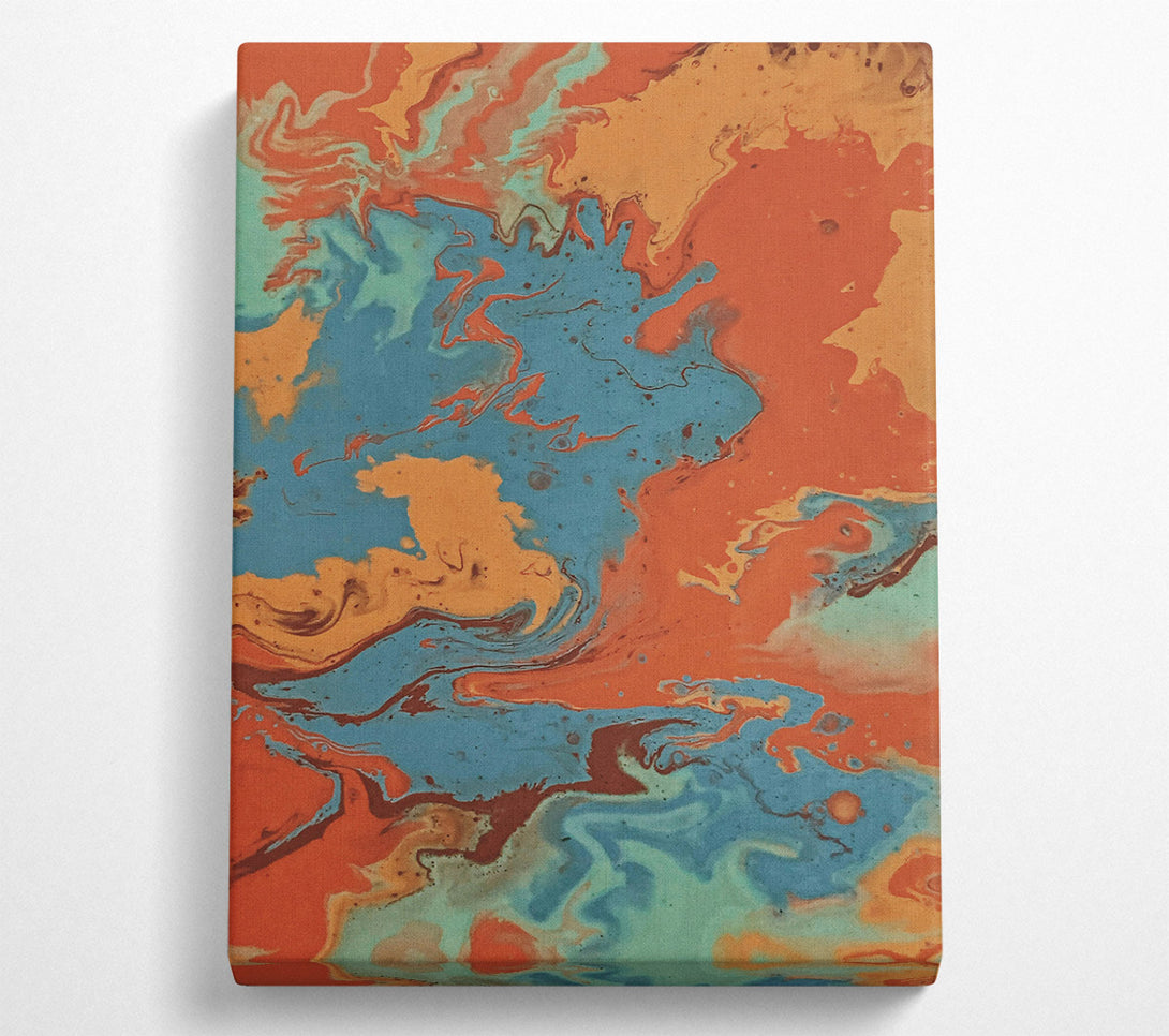  A Canvas Print of Teal And Rust Swirls Canvas Wall Art