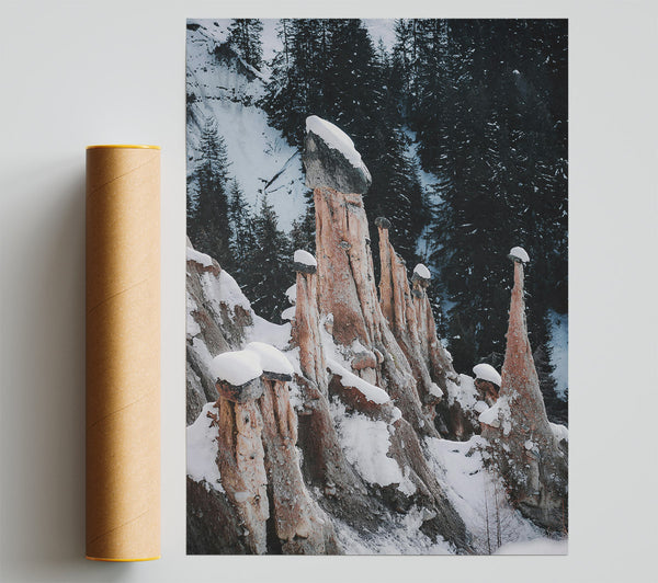 White Snow On Red Rocks Print