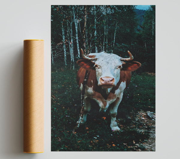 Green Forest Cow Print