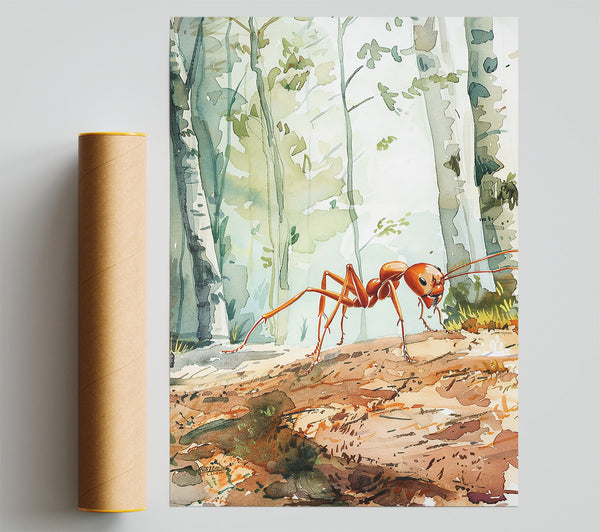 Orange Ant In The Woods Poster
