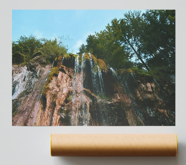 Green Moss Waterfall Poster