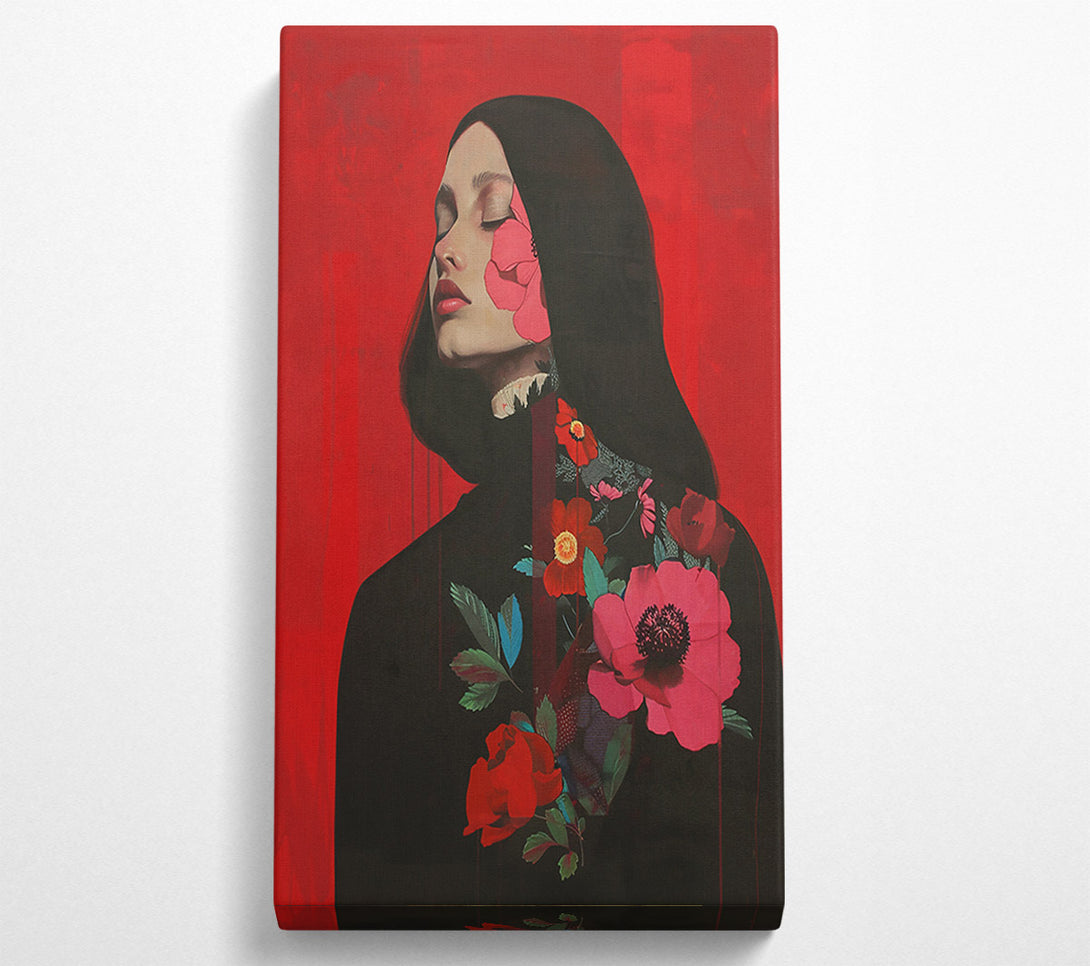  A Canvas Print of Crimson Bloom Embrace Canvas Wall Art