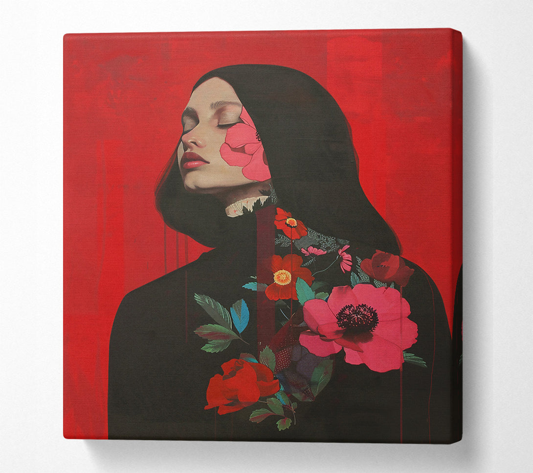  A Canvas Print of Crimson Bloom Embrace Canvas Wall Art