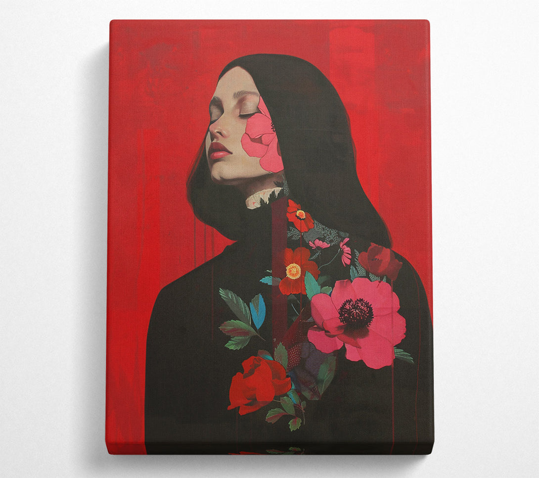  A Canvas Print of Crimson Bloom Embrace Canvas Wall Art