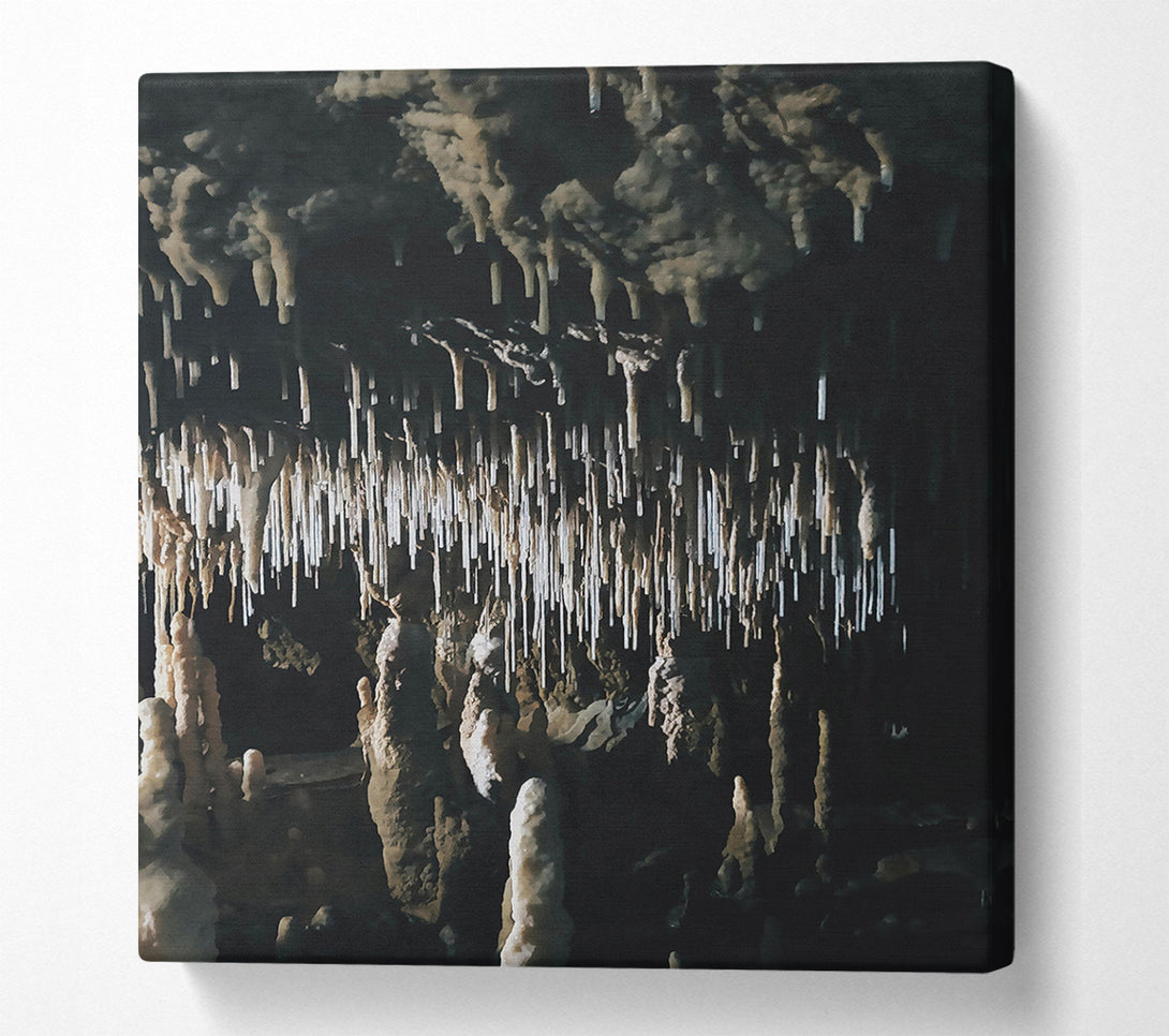  A Canvas Print of White Stalactites In The Dark Canvas Art