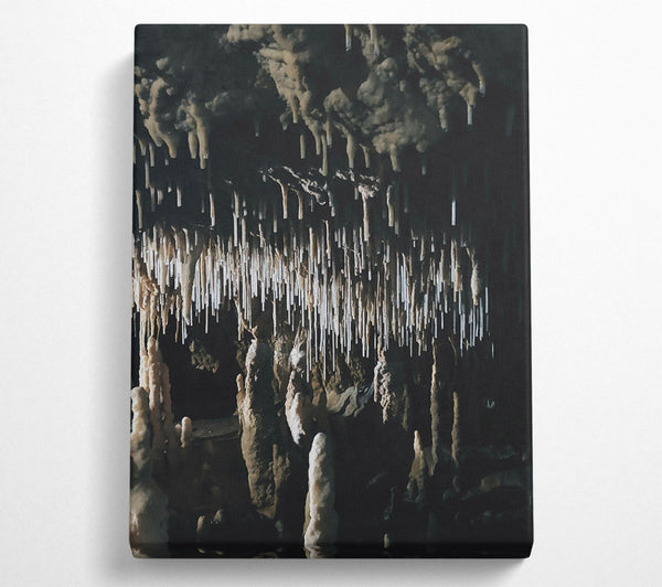  A Canvas Print of White Stalactites In The Dark Canvas Art