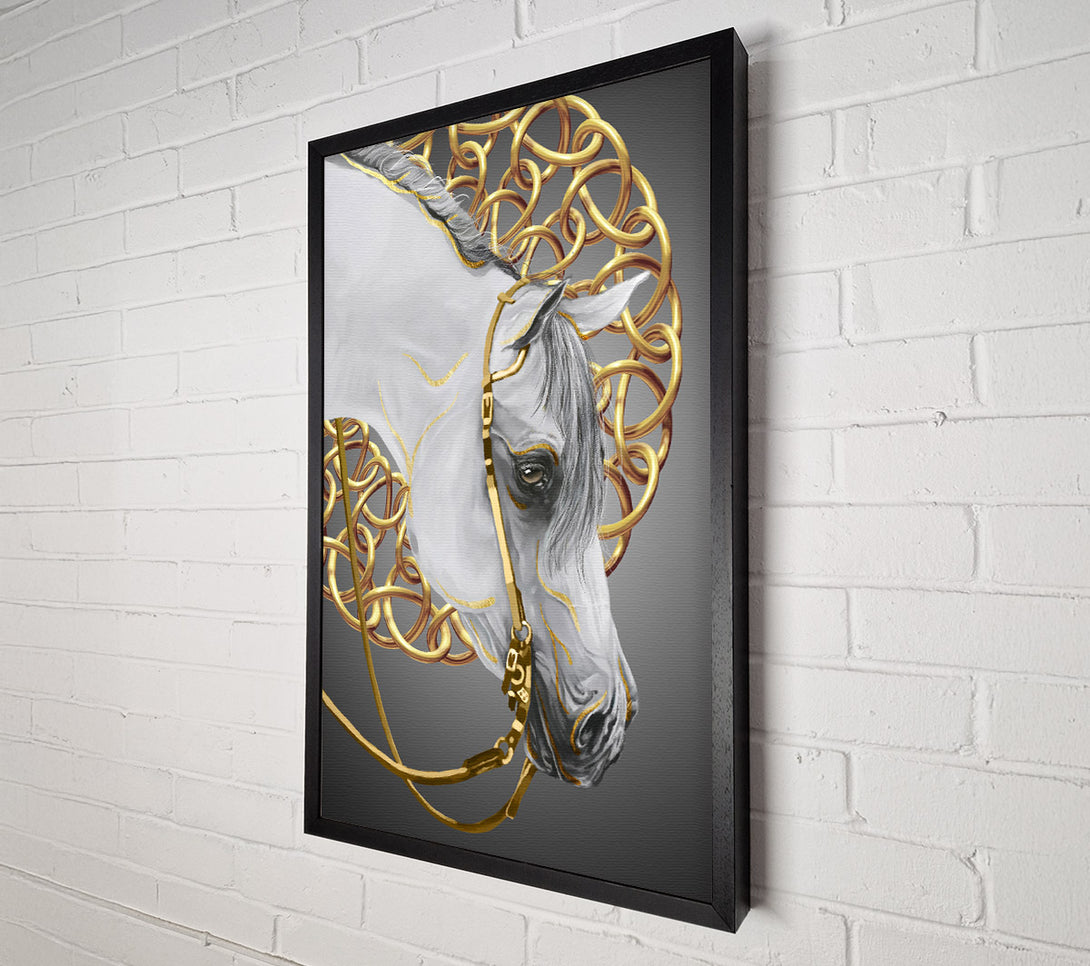  A Canvas Print of Gold Chains On White Horse Canvas Art
