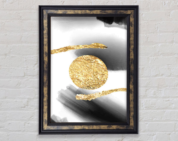 Gold Circle  Walnut And Walnut Framed Print