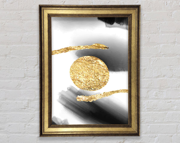 Gold Circle  White And White Framed Print