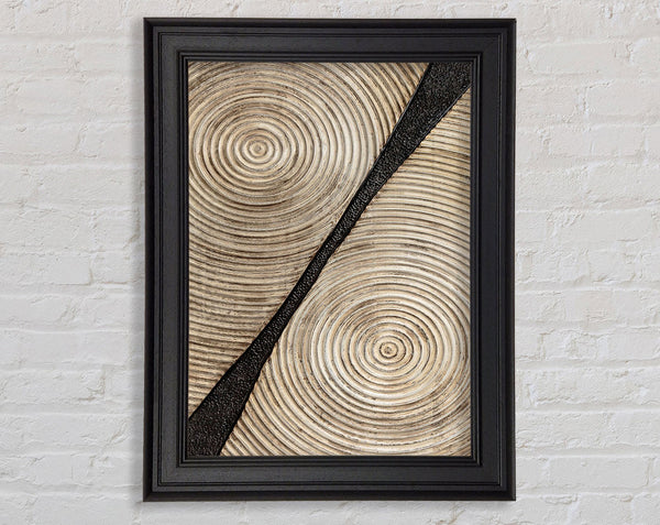Gold Circles With Black Framed Print
