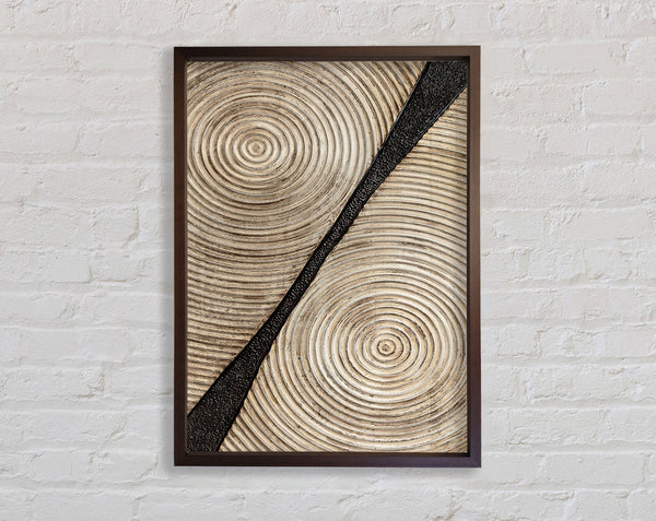 Gold Circles With Walnut Framed Print
