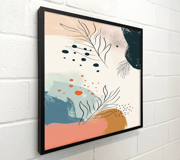 Coral And Teal Abstraction