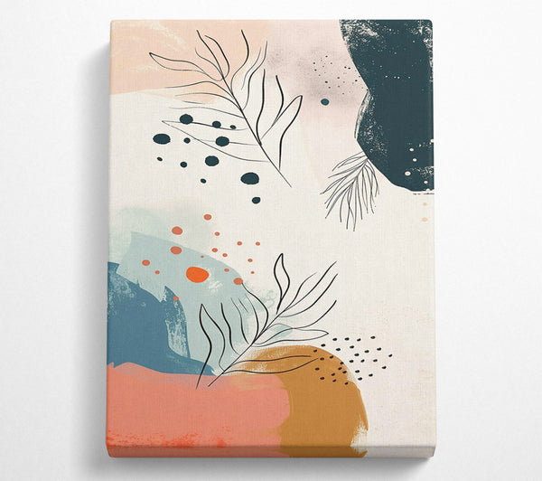  A Canvas Print of Coral And Teal Abstraction Canvas Print