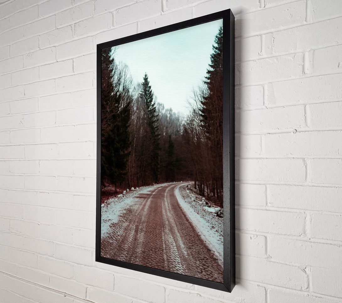  A Canvas Print of Brown Road Through Snow Canvas Wall Art