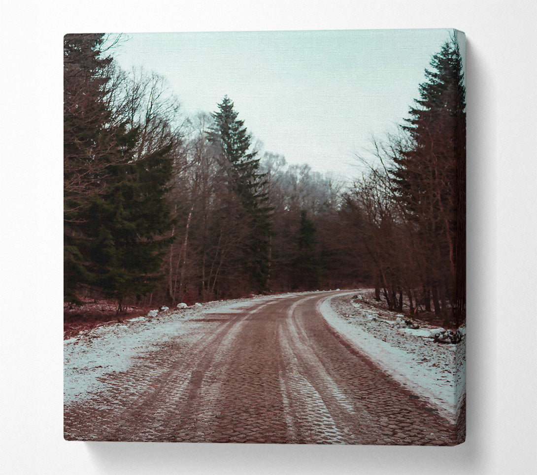  A Canvas Print of Brown Road Through Snow Canvas Wall Art