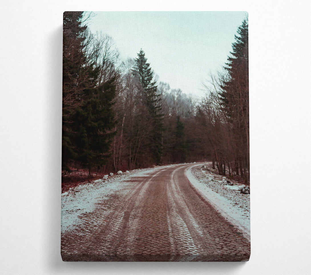  A Canvas Print of Brown Road Through Snow Canvas Wall Art