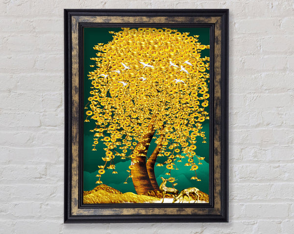 Gold Coin Tree Framed Print