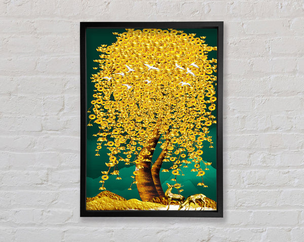 Gold Coin Tree Framed Print