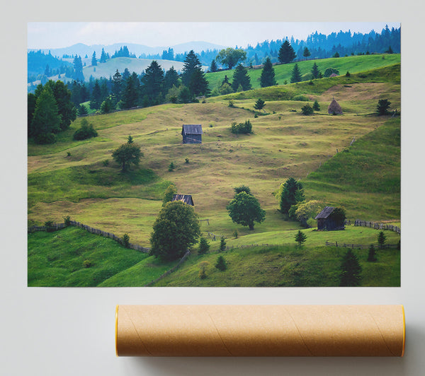 Green Rolling Hills Poster