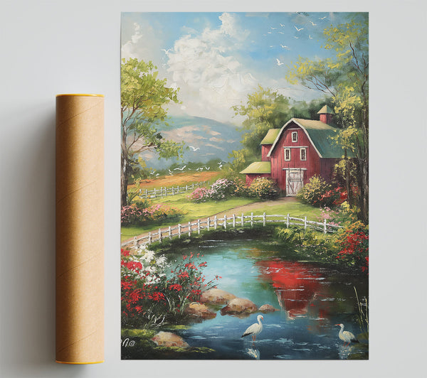 Red Barn Reflections Print