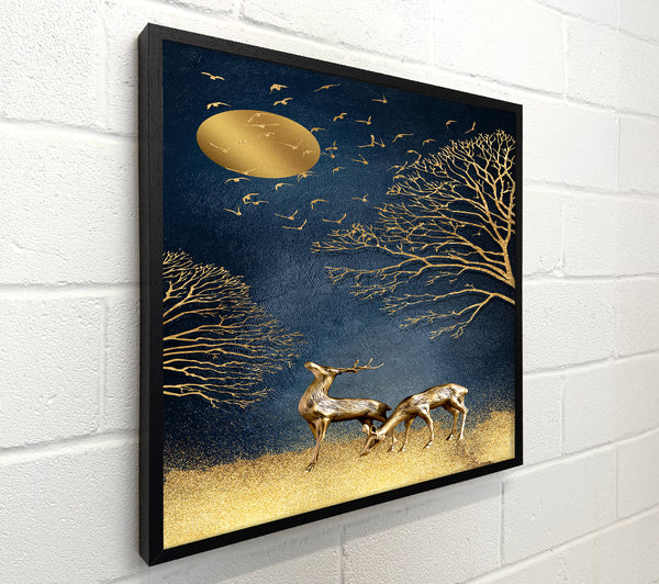 Gold Deer Night Birds