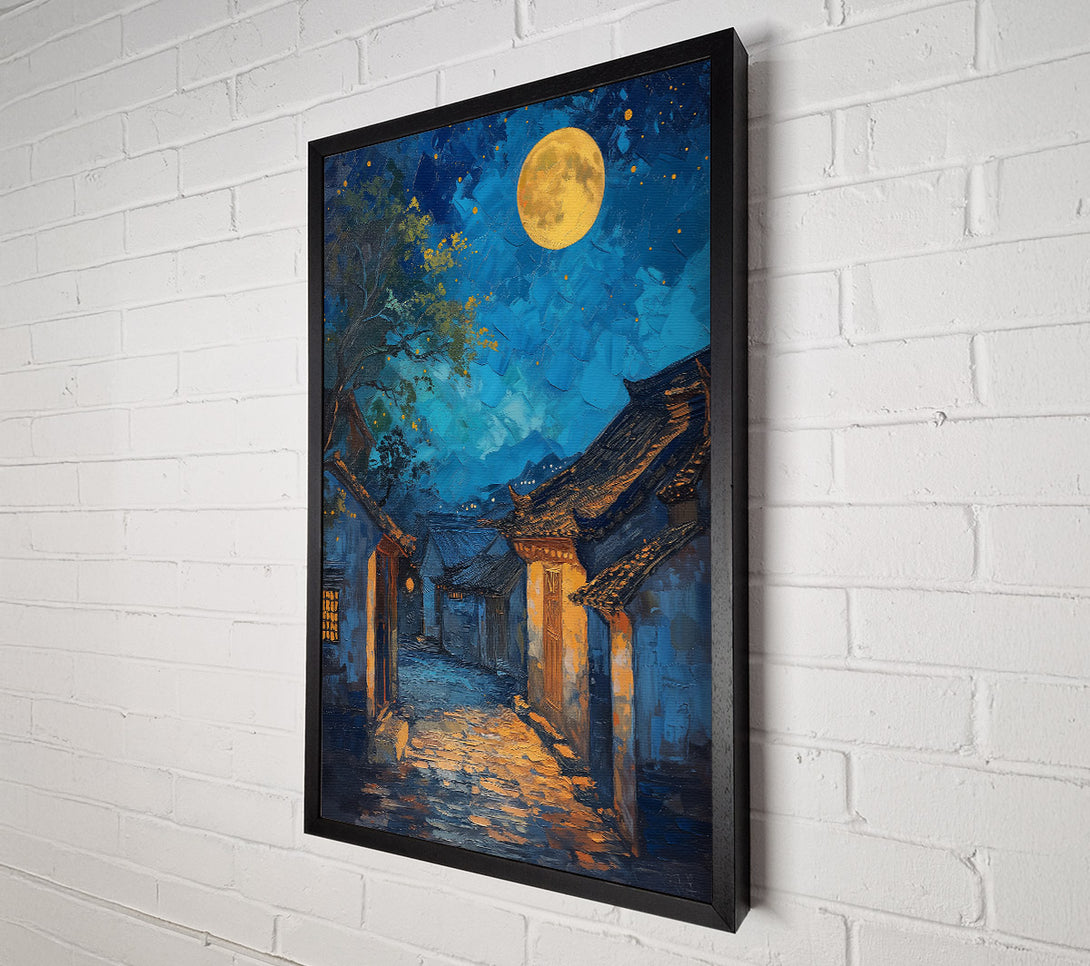  A Canvas Print of Golden Moonlit Alleyway Canvas Wall Art