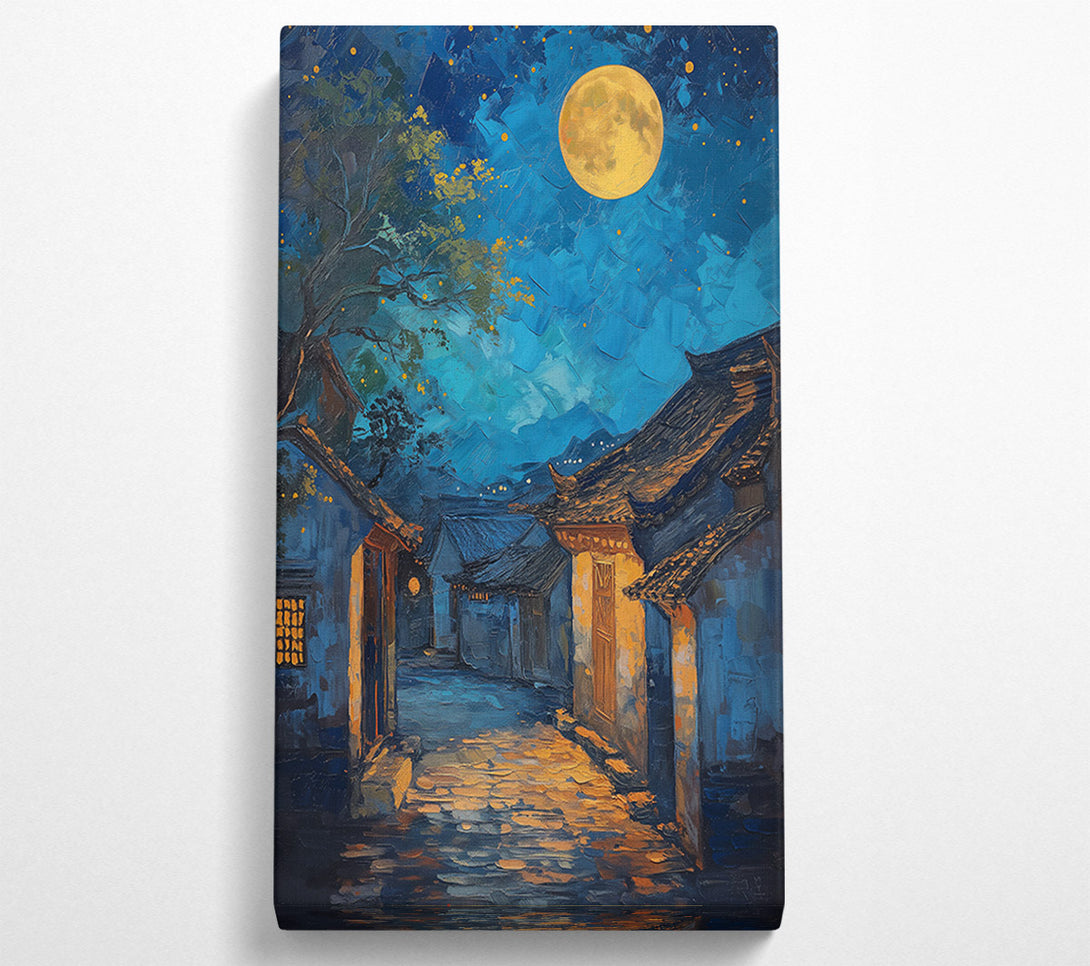  A Canvas Print of Golden Moonlit Alleyway Canvas Wall Art