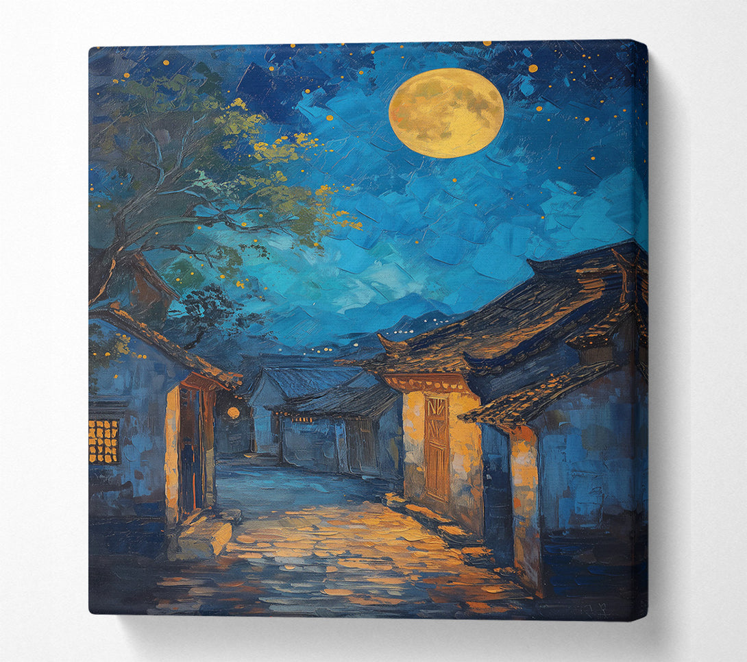  A Canvas Print of Golden Moonlit Alleyway Canvas Wall Art