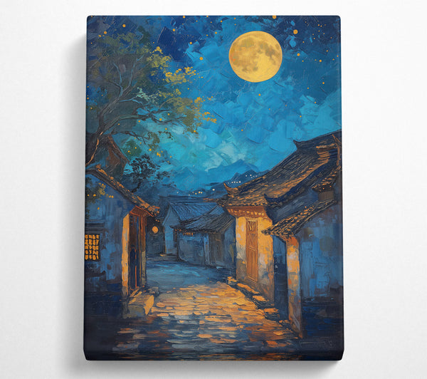  A Canvas Print of Golden Moonlit Alleyway Canvas Wall Art
