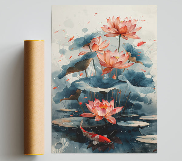 Crimson Lotus Pond Print