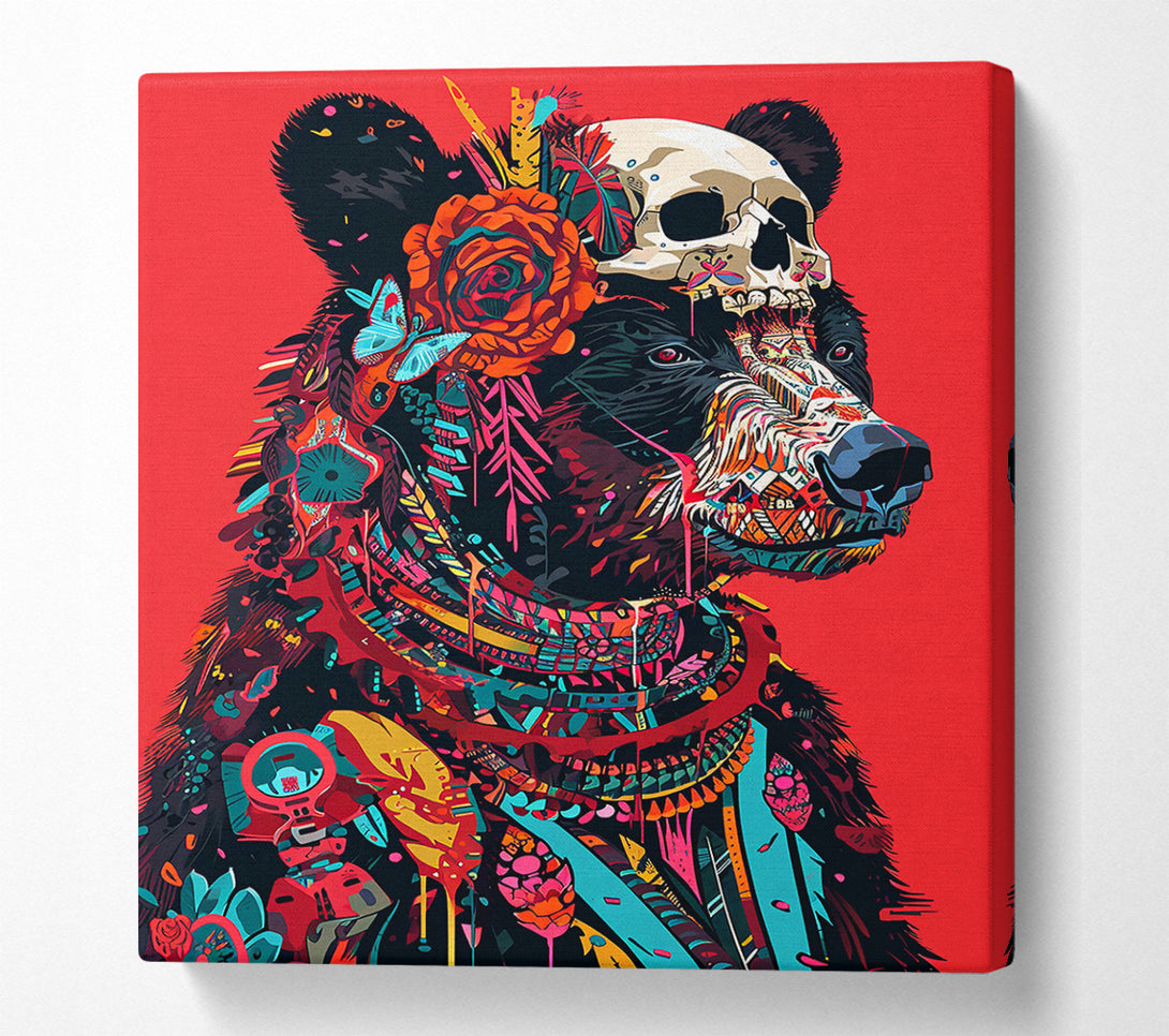  A Canvas Print of Crimson Skull Bear Canvas Print