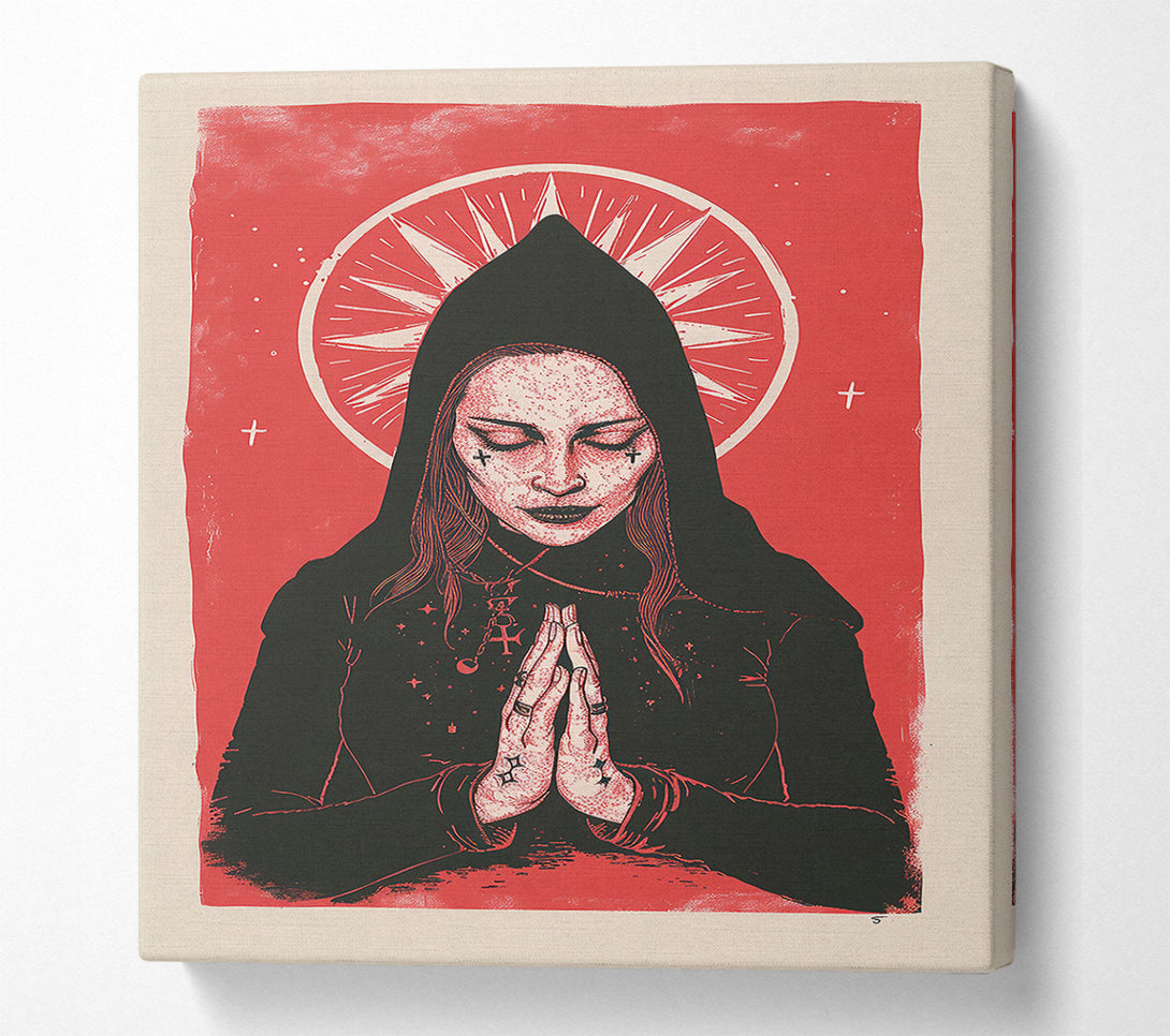  A Canvas Print of Crimson Haloed Prayer Canvas Print