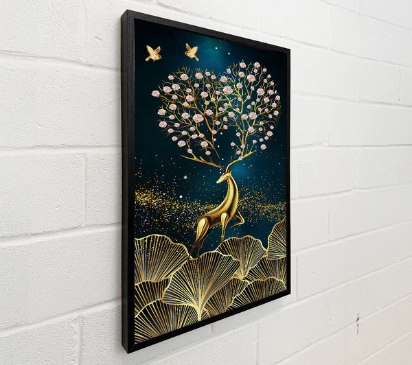 Gold Deer  Flower Antlers