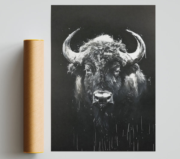 White Bison Stare Poster