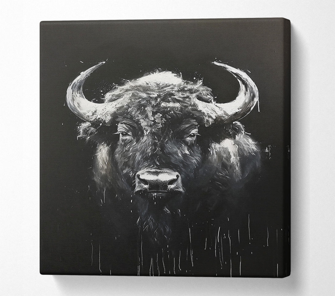  A Canvas Print of White Bison Stare Canvas Art