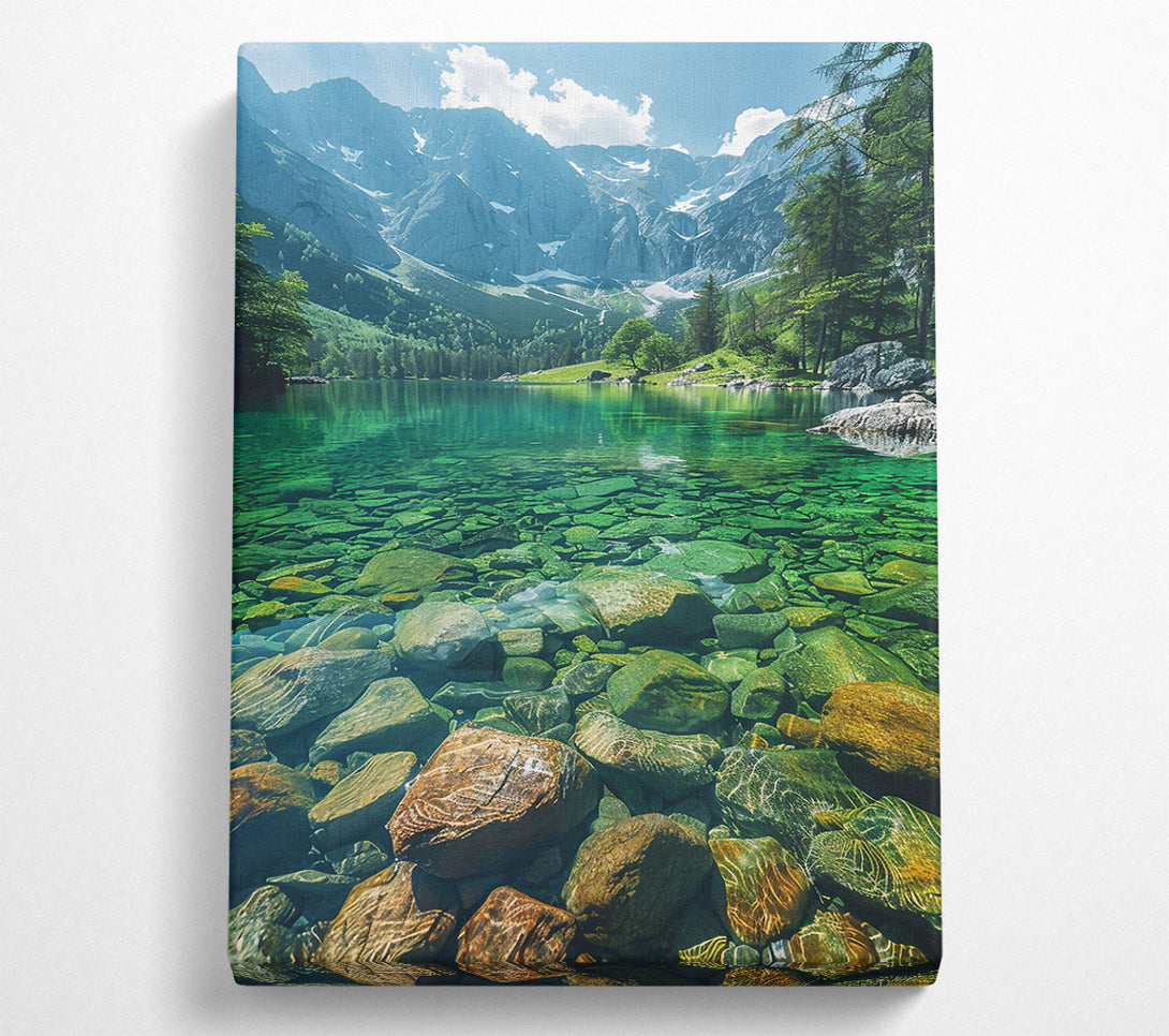 A Canvas Print of Emerald Mountain Lake Canvas Wall Art