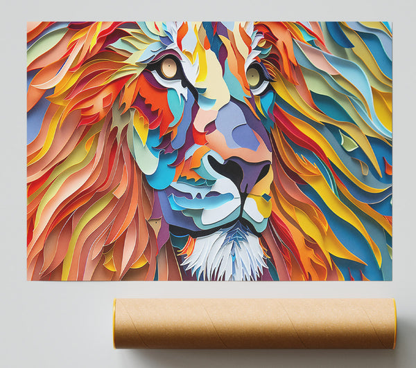 Orange Paper Lion Print