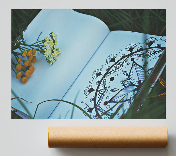 Blue Book Mandala Poster