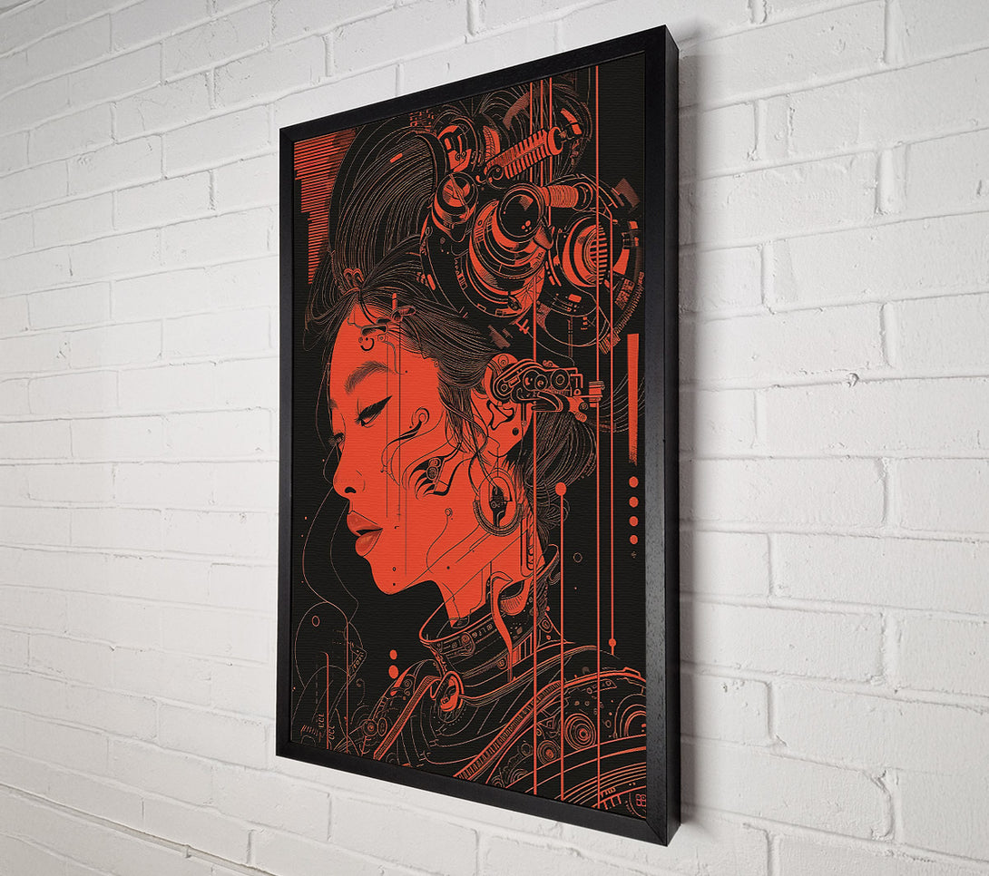  A Canvas Print of Crimson Cybernetic Dream Canvas Art