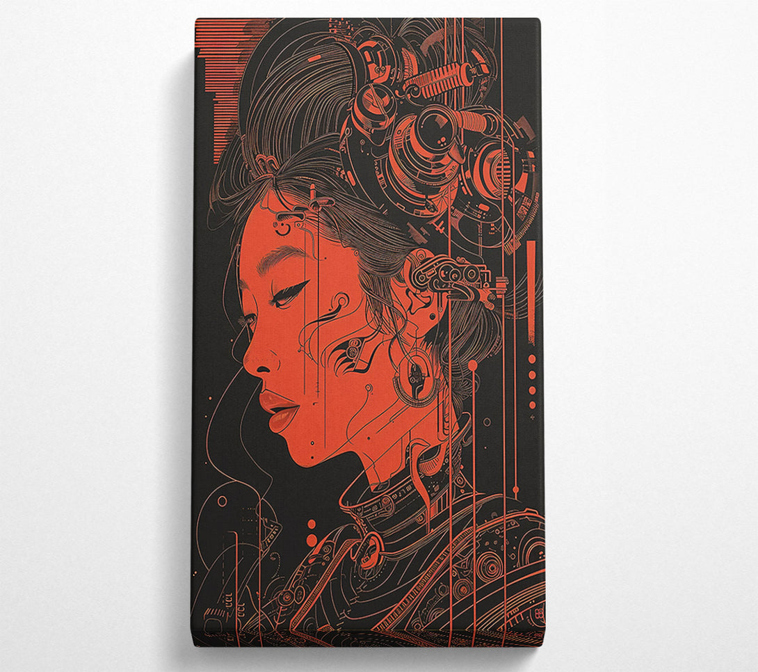  A Canvas Print of Crimson Cybernetic Dream Canvas Art