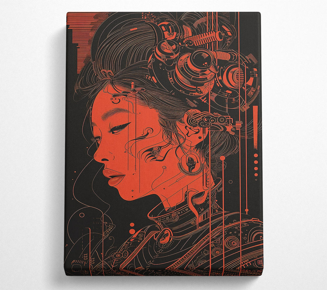  A Canvas Print of Crimson Cybernetic Dream Canvas Art