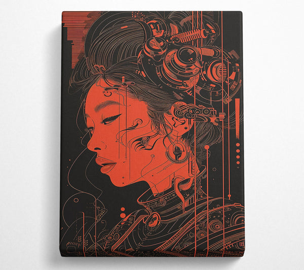  A Canvas Print of Crimson Cybernetic Dream Canvas Art